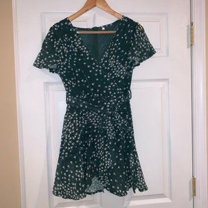 Green Flowered Wrap Dress Size Small